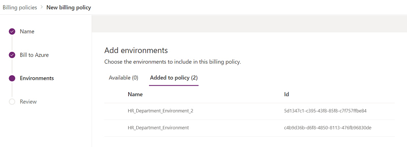 Environments with policy added